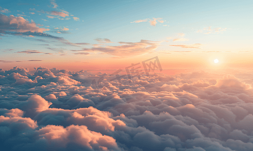 飞机上摄影照片_日落时从飞机上看天空和云彩