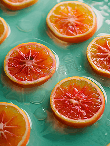 绿色表面上的橙片状果冻来自糖果的背景