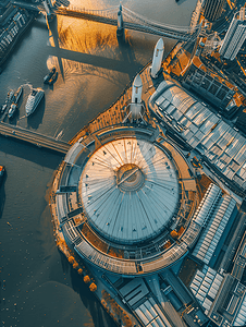 伦敦千年圆顶的鸟瞰图