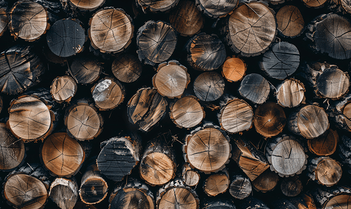 火图案摄影照片_柴火一堆木头堆上切碎的木柴天然木质背景