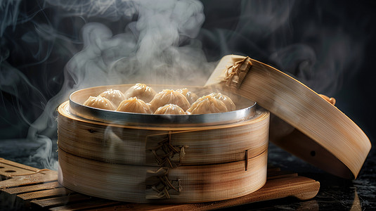 蒸笼包饺子美食摄影照片
