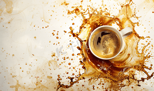 咖啡渍和飞溅脏棕色杯环飞溅环形成咖啡杯