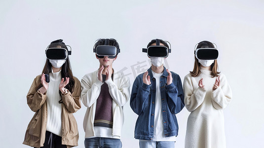 戴着VR镜的年轻人高清图片