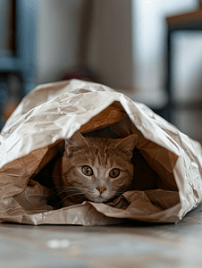 家里的包裹里的猫好奇心猫