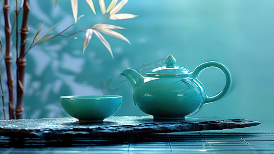 国风国潮山水摄影照片_中式国风茶壶的摄影高清摄影图