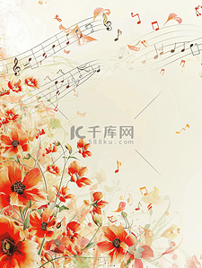 立秋音符背景图片_音符和鲜花