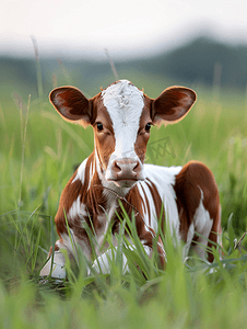 草地上的母牛小牛