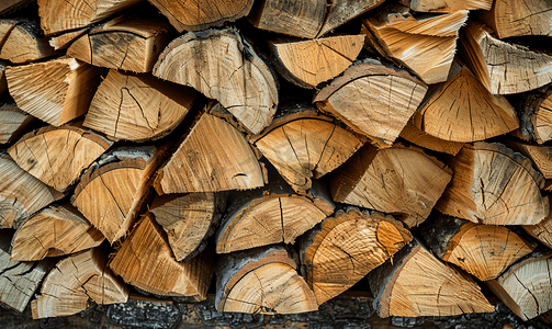 双十一火拼摄影照片_柴火一堆木头堆上切碎的木柴天然木质背景