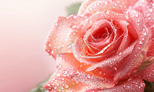 粉红玫瑰与水滴