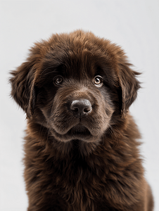 棕色纽芬兰犬小狗脸上露出非常可爱的表情