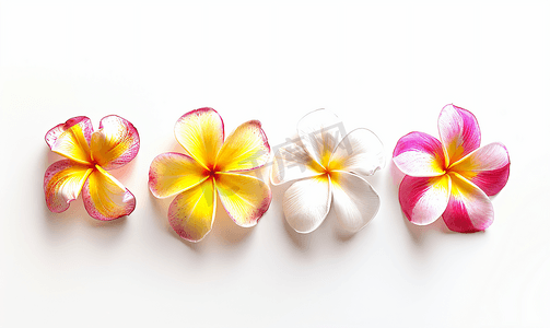 由热带花卉鸡蛋花制成的一组数字孤立在白色