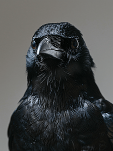 看着一只黑乌鸦的脸
