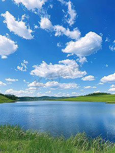 自然风光蓝天湖泊高清摄影图