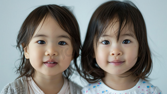 3岁的龙凤双胞胎高清摄影图