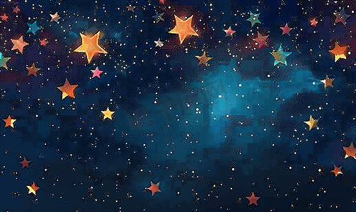 散落着星星的星空数字绘图