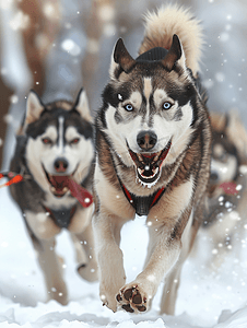 西伯利亚哈士奇雪橇犬比赛