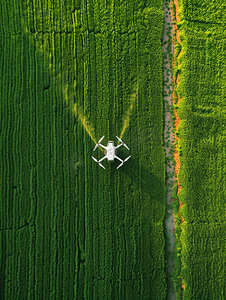 农业无人机飞行为稻田喷洒肥料