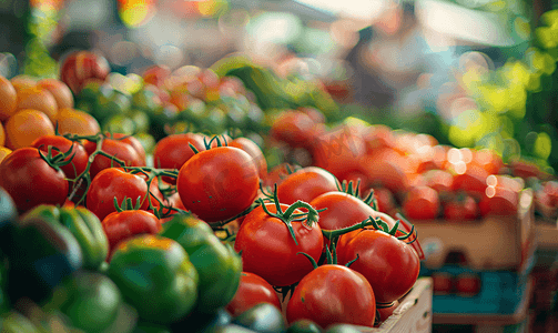 农贸市场西红柿的背景