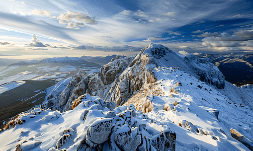 斯洛伐克岩石峰顶的冬季