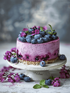 吃一块加蓝莓奶油的芝士蛋糕
