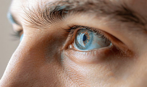 男性眼睛因霰粒肿而导致眼睑增厚