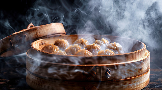蒸笼包饺子美食摄影摄影配图