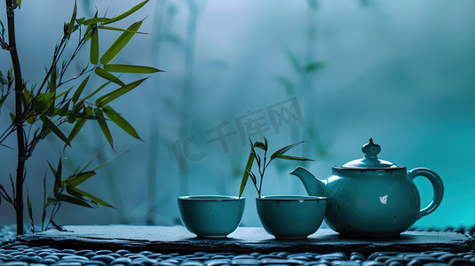 国风国潮山水摄影照片_中式国风茶壶的摄影摄影配图
