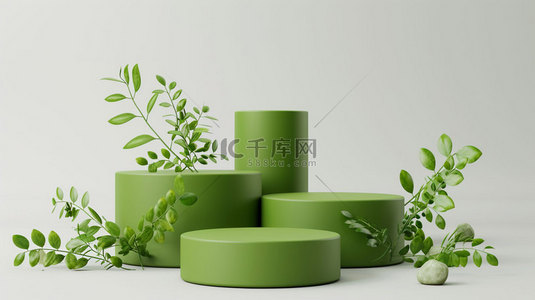 植物创意背景图片_展台绿色植物合成创意素材背景