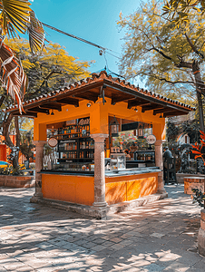瓜纳华托州莫拉博士花园广场的传统墨西哥亭