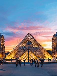 欧洲杯标志摄影照片_卢浮宫巴黎之光