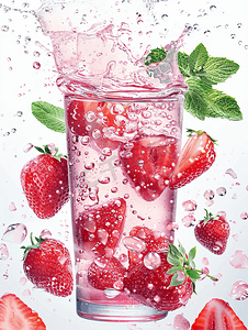 喝夏日草莓薄荷冰沙