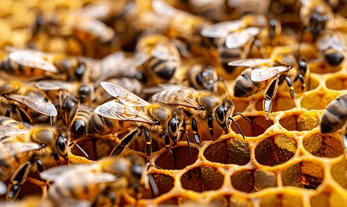 蜜蜂和它们在蜂巢里的盒子