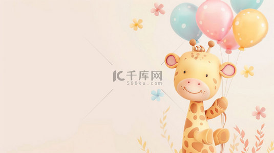 vi动物背景图片_动物生日气球合成创意素材背景