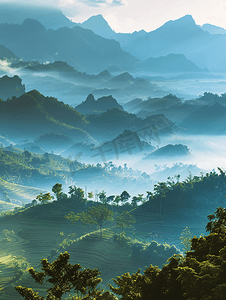 越南山的早晨