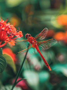 深红色花摄影照片_花园中的深红色沼泽滑翔机