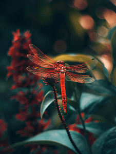 花园中的深红色沼泽滑翔机