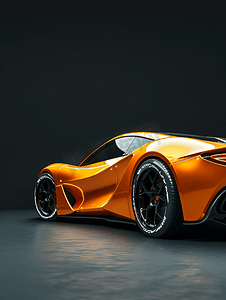扁平几何橙色摄影照片_黑色背景上的橙色意大利跑车