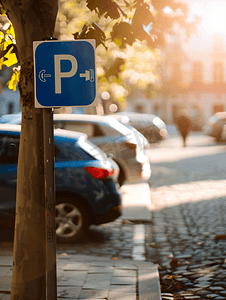 城市服务摄影照片_汽车共享车辆停车标志