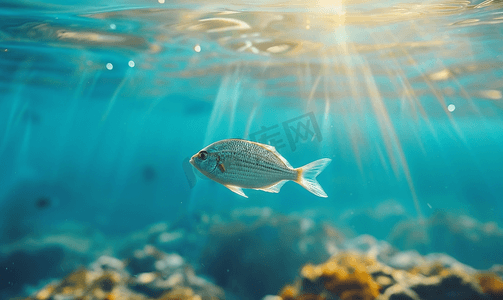 鱼儿在地中海沿岸的海水中游泳