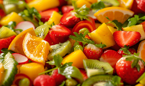 素食餐蔬菜水果混合沙拉清洁健康食品素食低脂肪高纤维食品