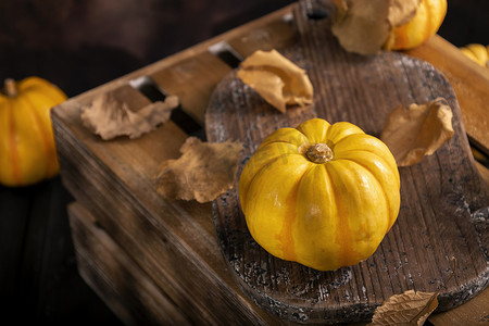 创意蔬菜海报摄影照片_南瓜创意秋季风格背景