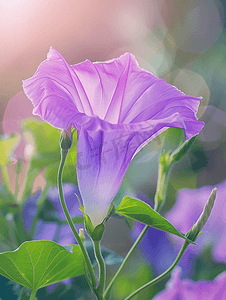 牵牛花是一种美丽的紫色花颜色鲜艳的喇叭形花朵