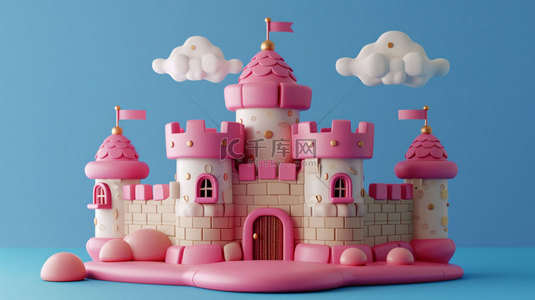 城堡模型实体合成创意素材背景