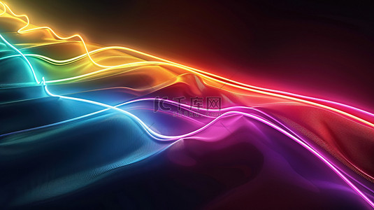 彩虹光在抽象有机曲线的形状背景素材