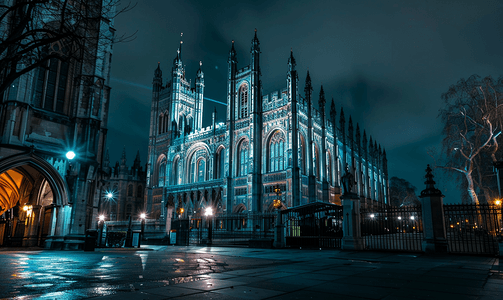 特大号外摄影照片_伦敦威斯敏斯特教堂的夜晚
