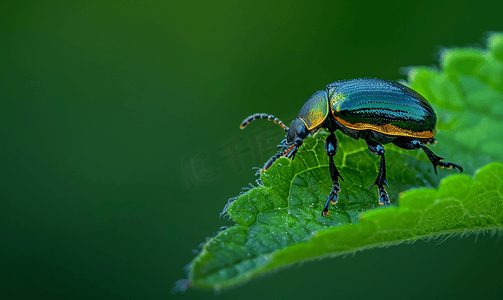绿叶上的甲虫