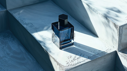 优雅的蓝色背景图片_优雅的蓝色方形香水瓶设计