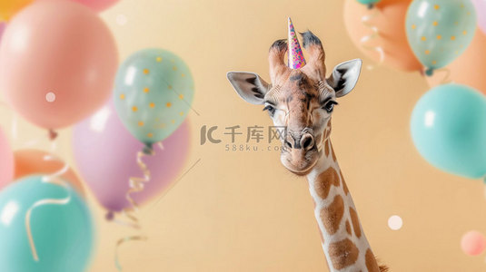 动物脸谱背景图片_动物生日气球合成创意素材背景