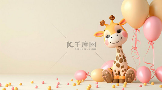 动物生日气球合成创意素材背景