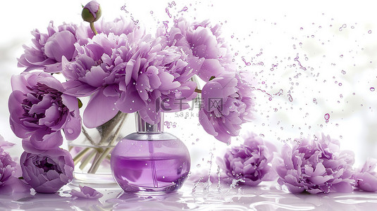 香水瓶浅紫色牡丹背景图
